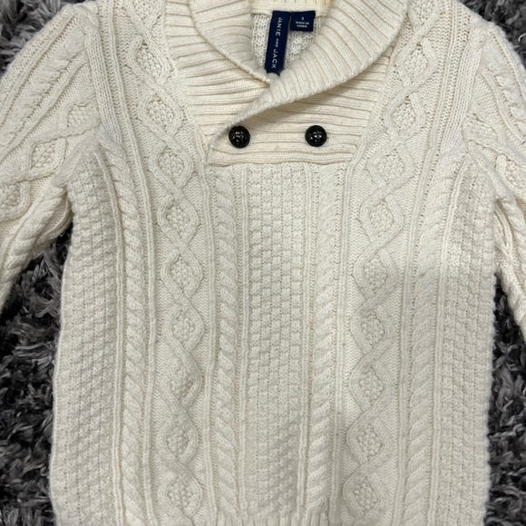 Janie and Jack Cable Knit Fisherman Sweater 3Tboys Toddler Cream Knit Button - Picture 9 of 11